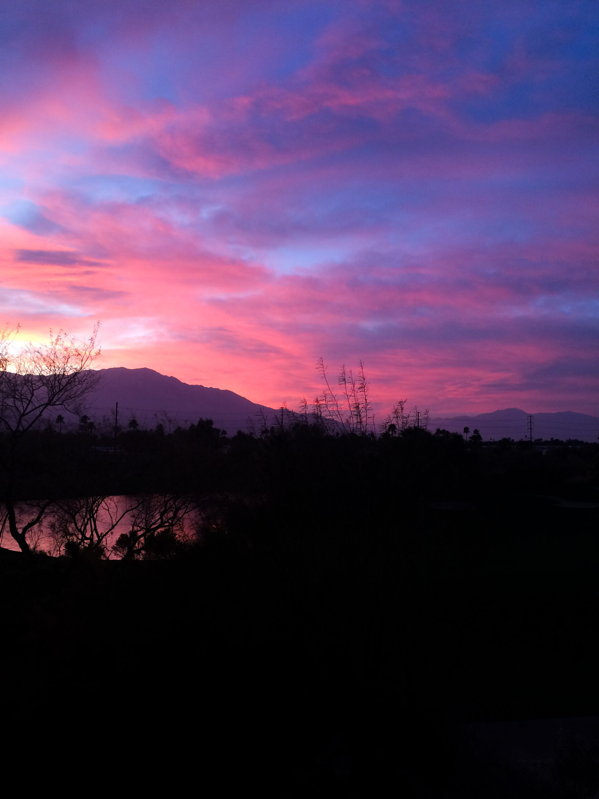 Sun setting over Palm Springs, California