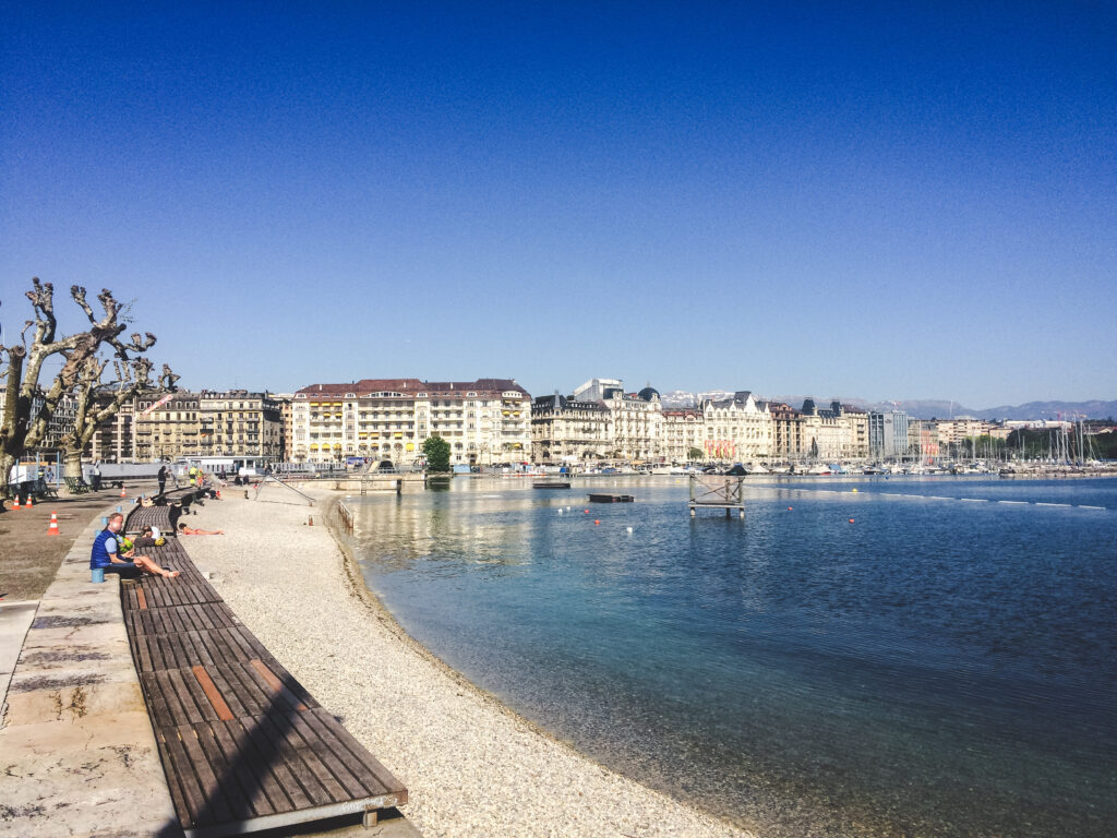 Flowers, statues, and beautiful views of Mont Blanc on clear days are what make this picturesque lakeshore promenade so special