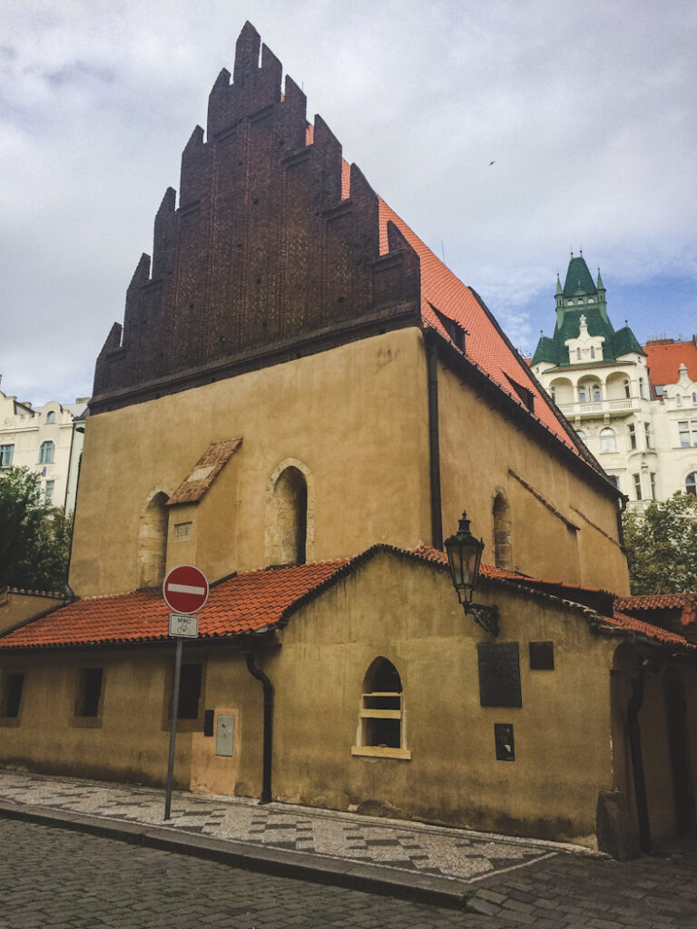 The Old-New Synagogue was completed in 1270 and is Europe’s oldest working synagogue and one of Prague’s earliest Gothic buildings. You step down into it because it predates the raising of Staré Město’s street level in medieval times to guard against floods.